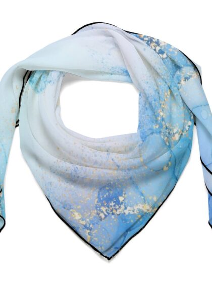 White Blue Gold Marble Scarf