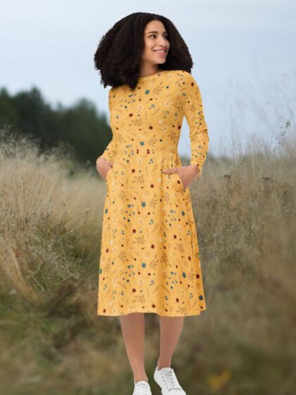 Una Long Sleeve Midi Dress