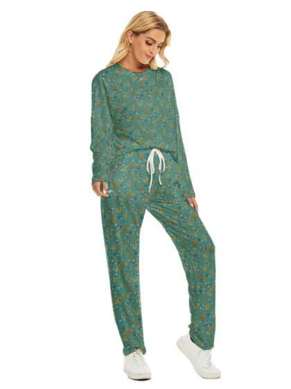 Ladies Pajama Set, design “Celestial Luna Moth, Teal”
