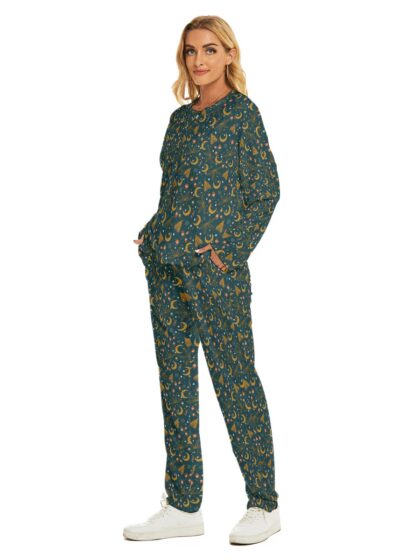 Ladies Pajama Set, design “Celestial Luna Moth, Navy”