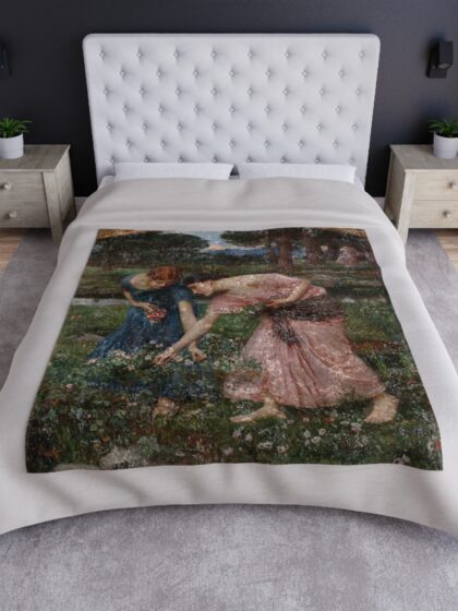 Rosebud Gatherers, Crushed Velvet Blanket