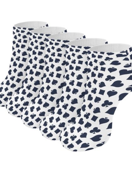 Poker Ankle Socks, Navy (5 Pairs)