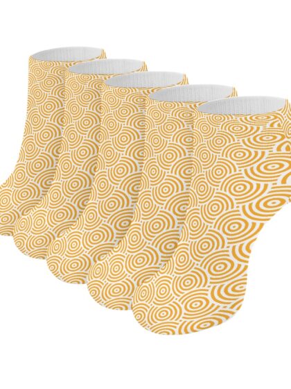 Retro Swirls Ankle Socks, Yellow (5 Pairs Of The Same Design)