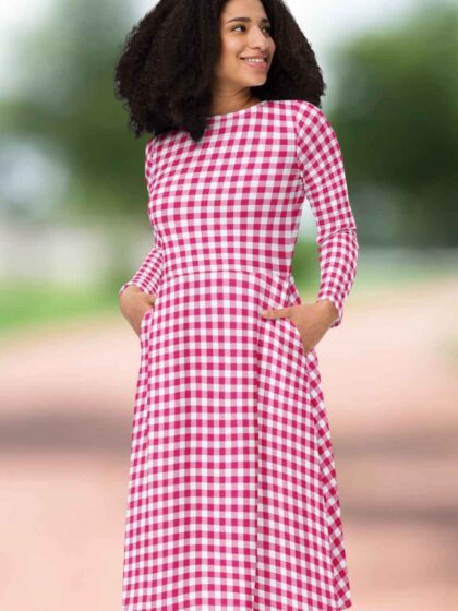 Gingham Pink Midi Dress