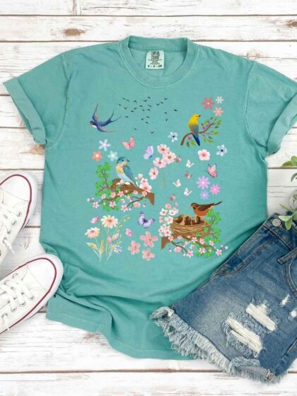 Spring Birds Comfort Colors T-shirt