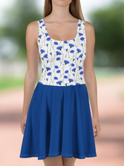 Blue Cornflowers Skater Dress