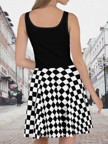 Checkerboard Skirt Skater Dress