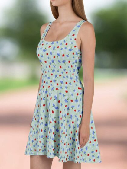 Cornflowers and Poppies Skater Dress