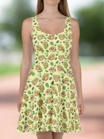 Just Hanging Cute Sloth Skater Dress