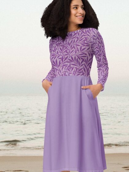 Lavender Botanical Midi Dress