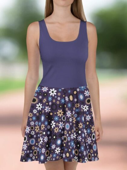 Navy Floral Skater Dress