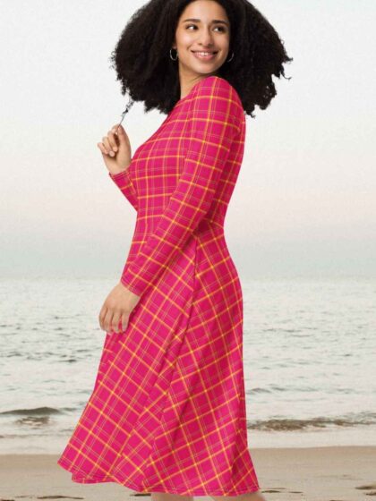 Pink Punch Plaid Midi Dress