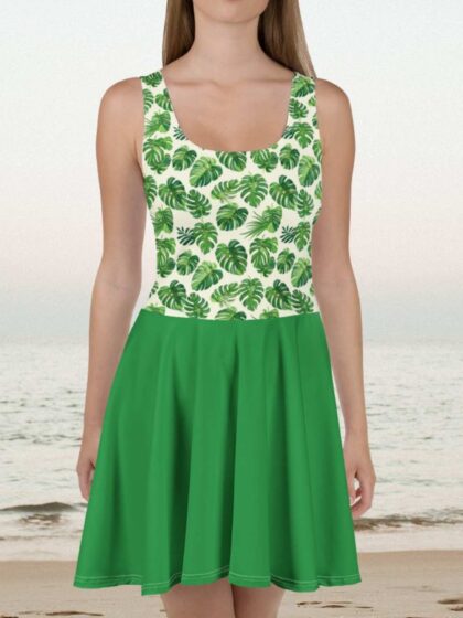 Palm Leaf Skater Dress