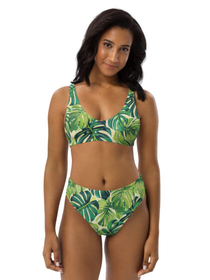 Palm Leaf High-Waisted Bikini